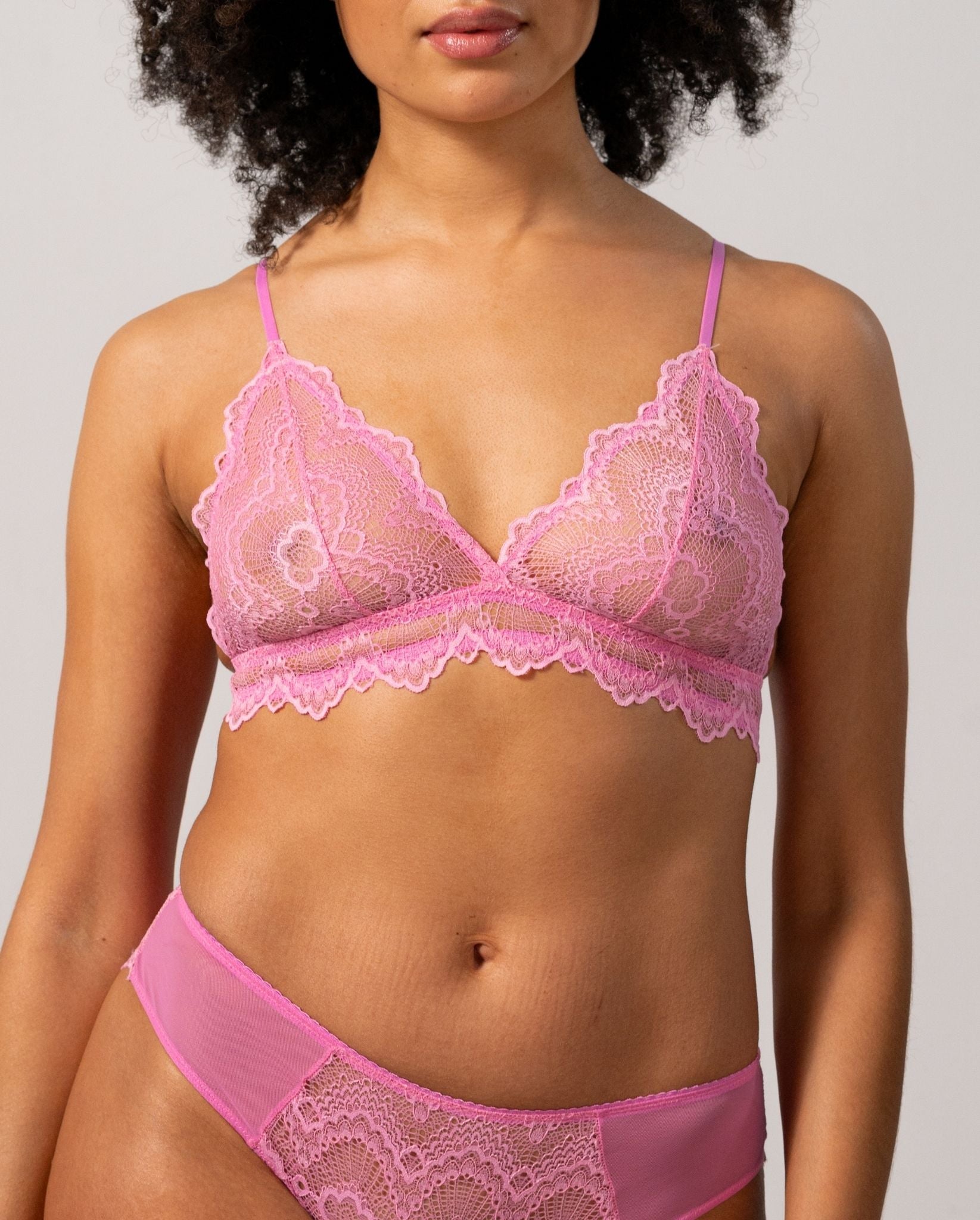 Lace Triangle Bralette Burgundy/Candy Pink • Understatement Underwear