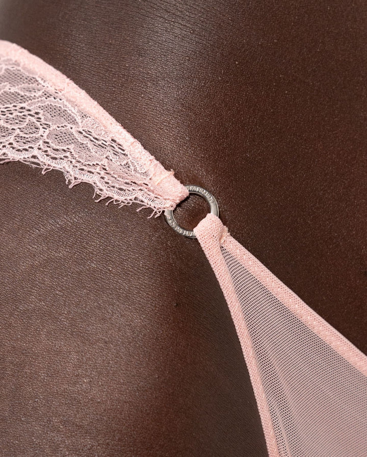 Lace Mesh Tanga Briefs Powder Pink