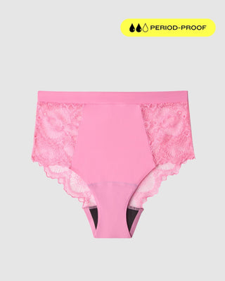 Lace Period Highwaist Briefs Candy Pink
