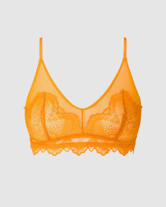 Lace Mesh Triangle Bralette Apricot