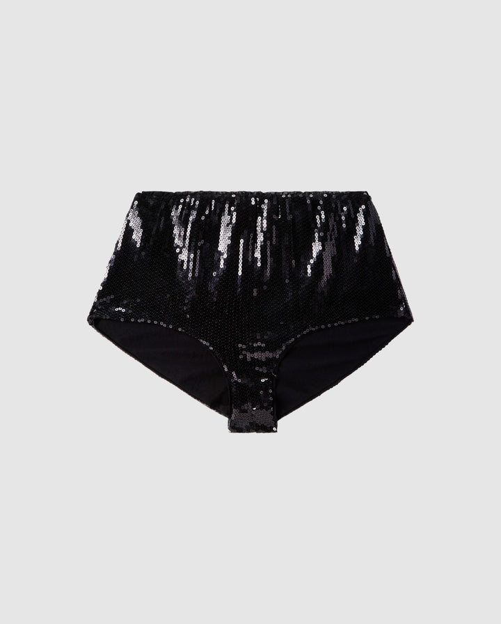 Sequin Mesh Hotpants Black