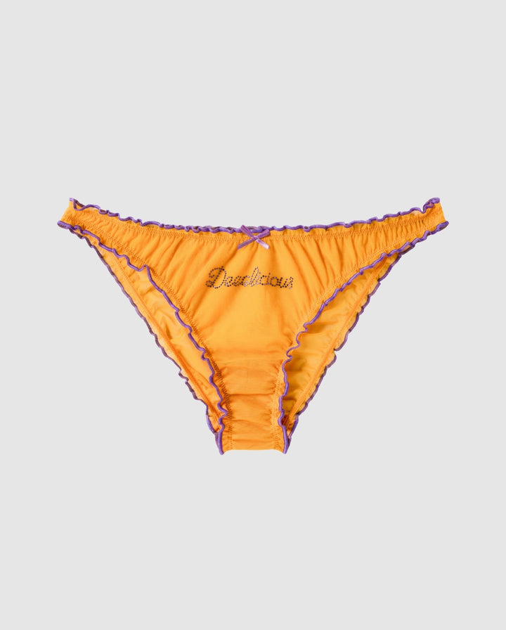 Mesh Ruffle Bikini Briefs Mustard/Electric Lilac