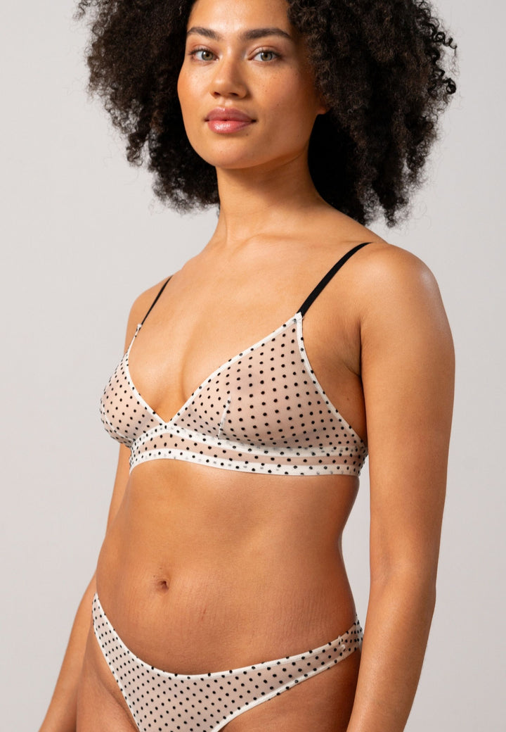 Mesh Triangle Bralette Cream/Black