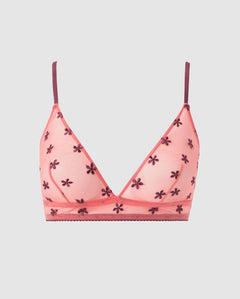 Mesh Triangle Bralette Coral/Cherry