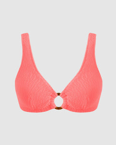 Ring Scoop Bikini Top Coral