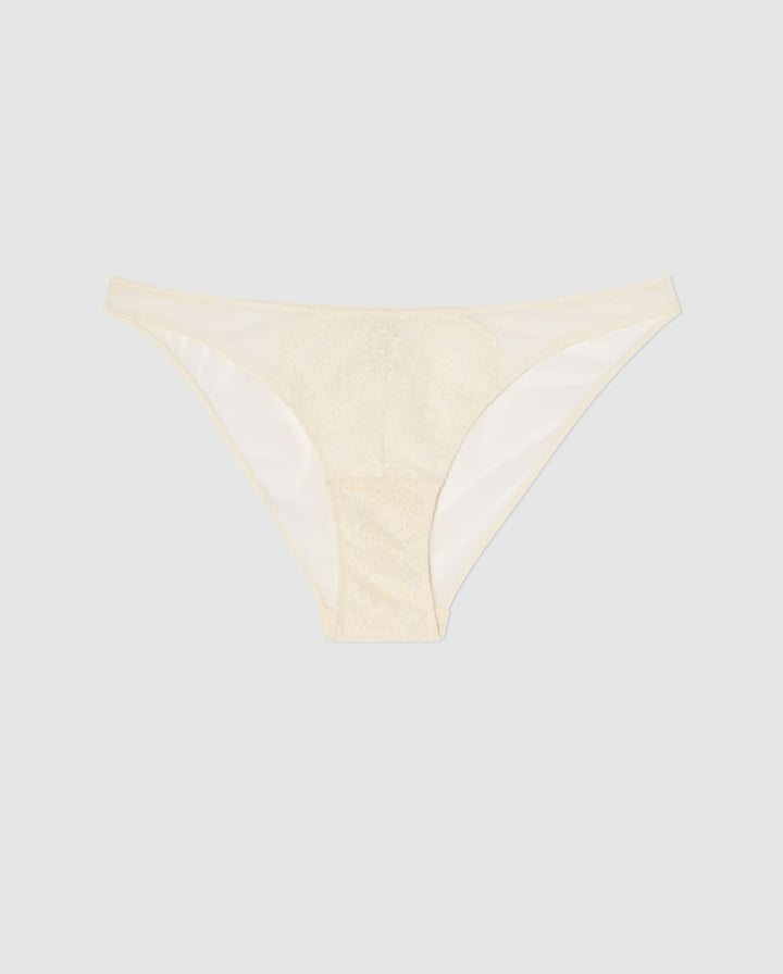 Lace Mesh Bikini Briefs Cream