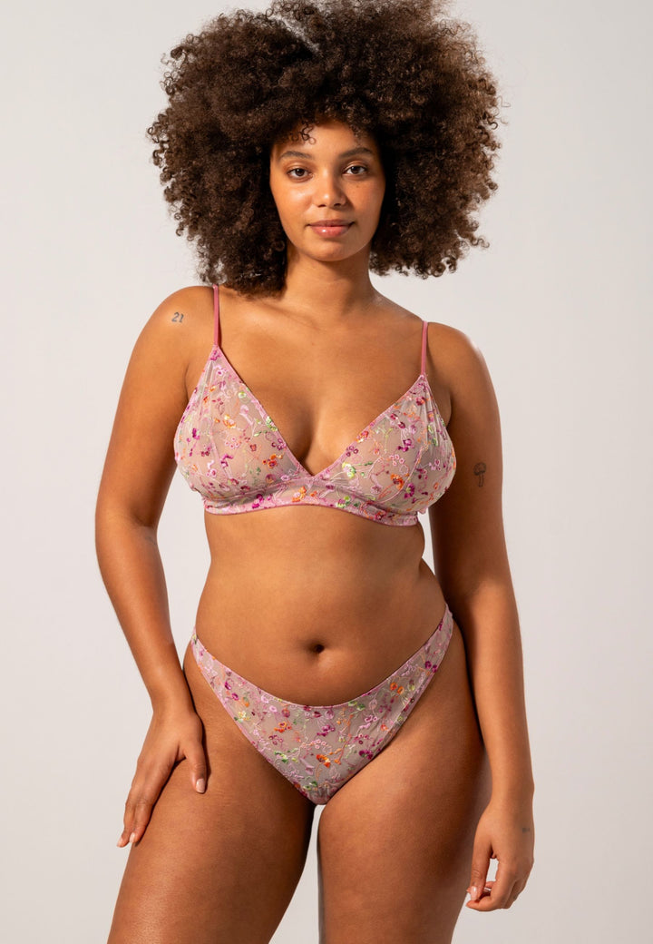 Mesh Triangle Bralette Pink