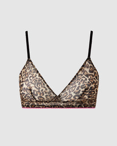 Mesh Triangle Bralette Leopard/Candy Pink