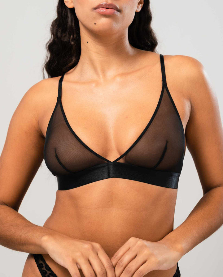 Mesh Triangle Bralette Black