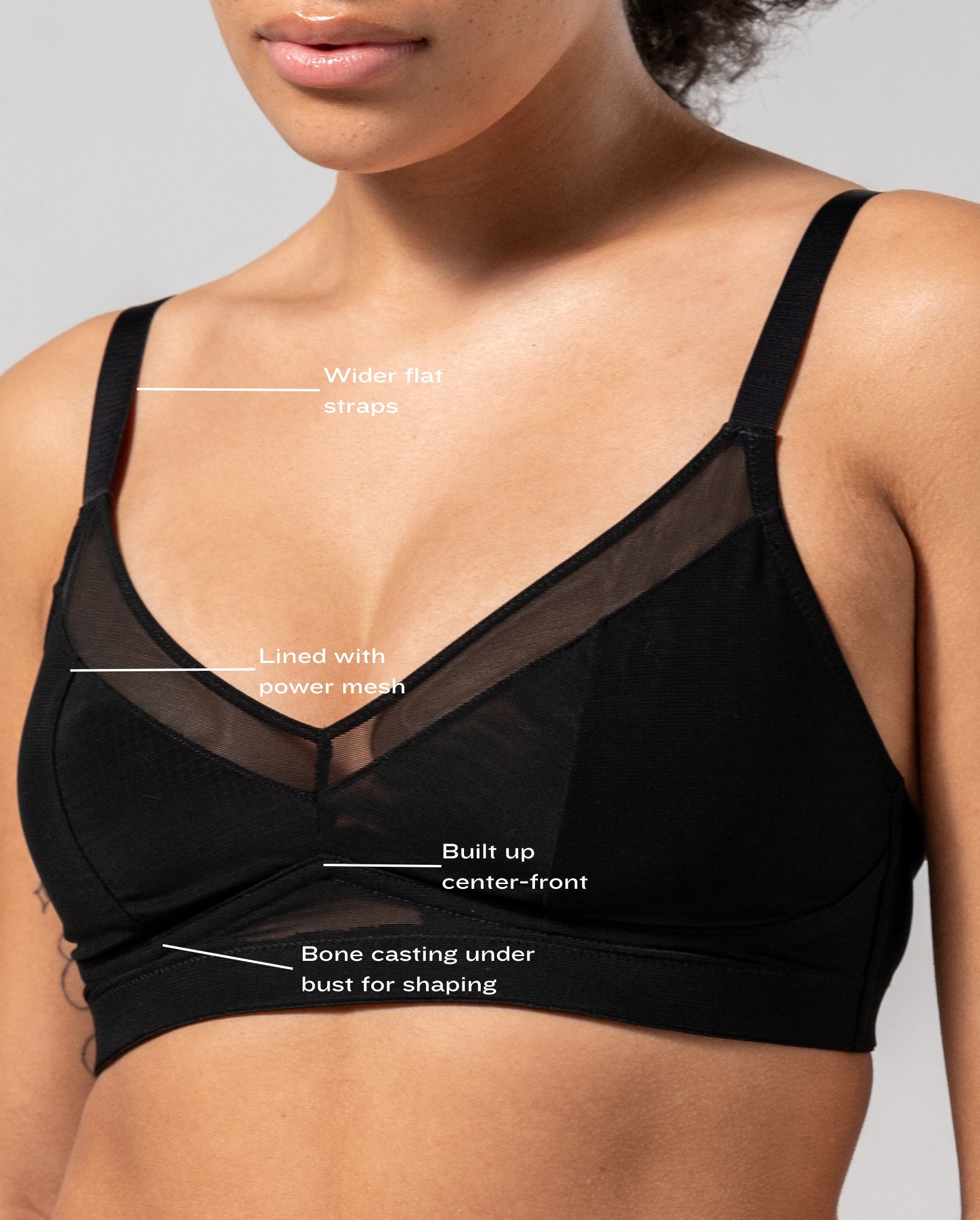 Black bralette for under mesh top online