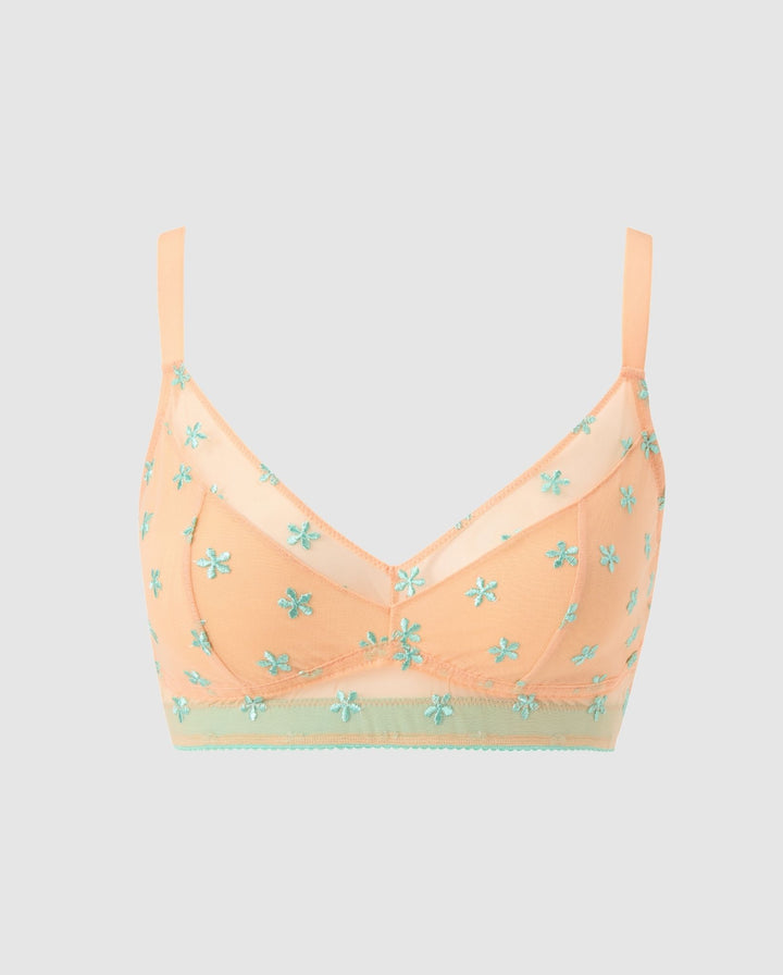 Mesh Support Bra Peach/Turquoise