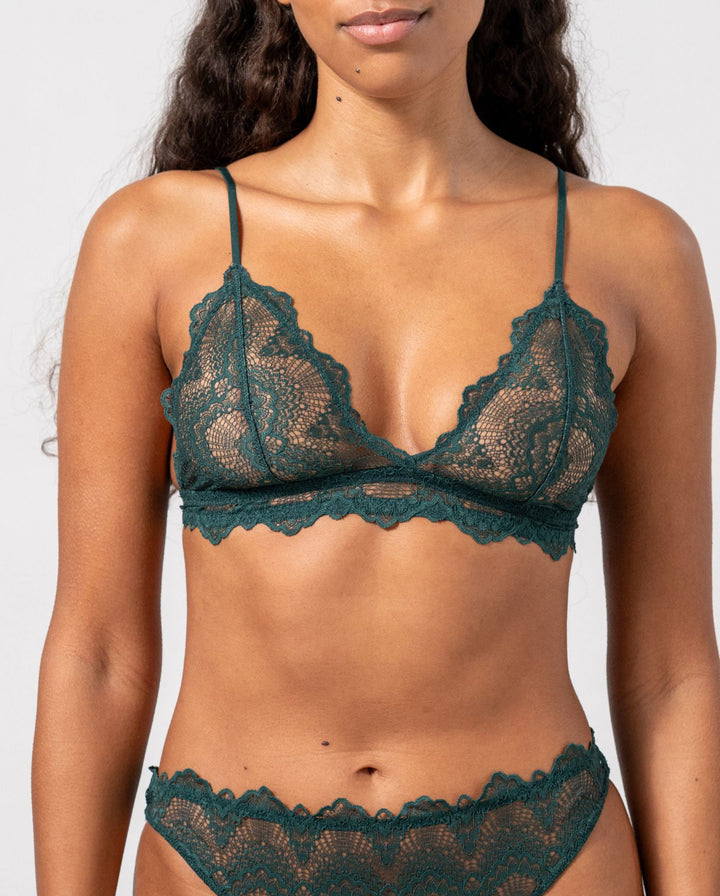 Lace Triangle Bralette Pine Green