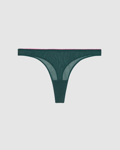 Mesh Thong Pine Green/Candy Pink