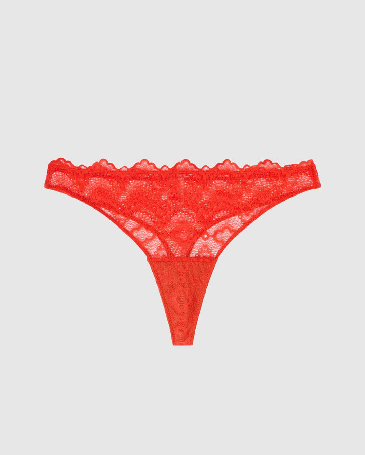 Lace Period Thong Fiery Red