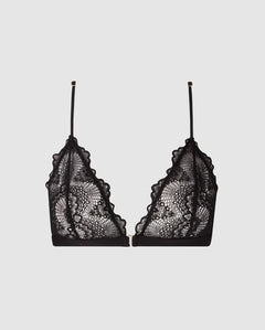 Lace Racerback Triangle Bralette Black