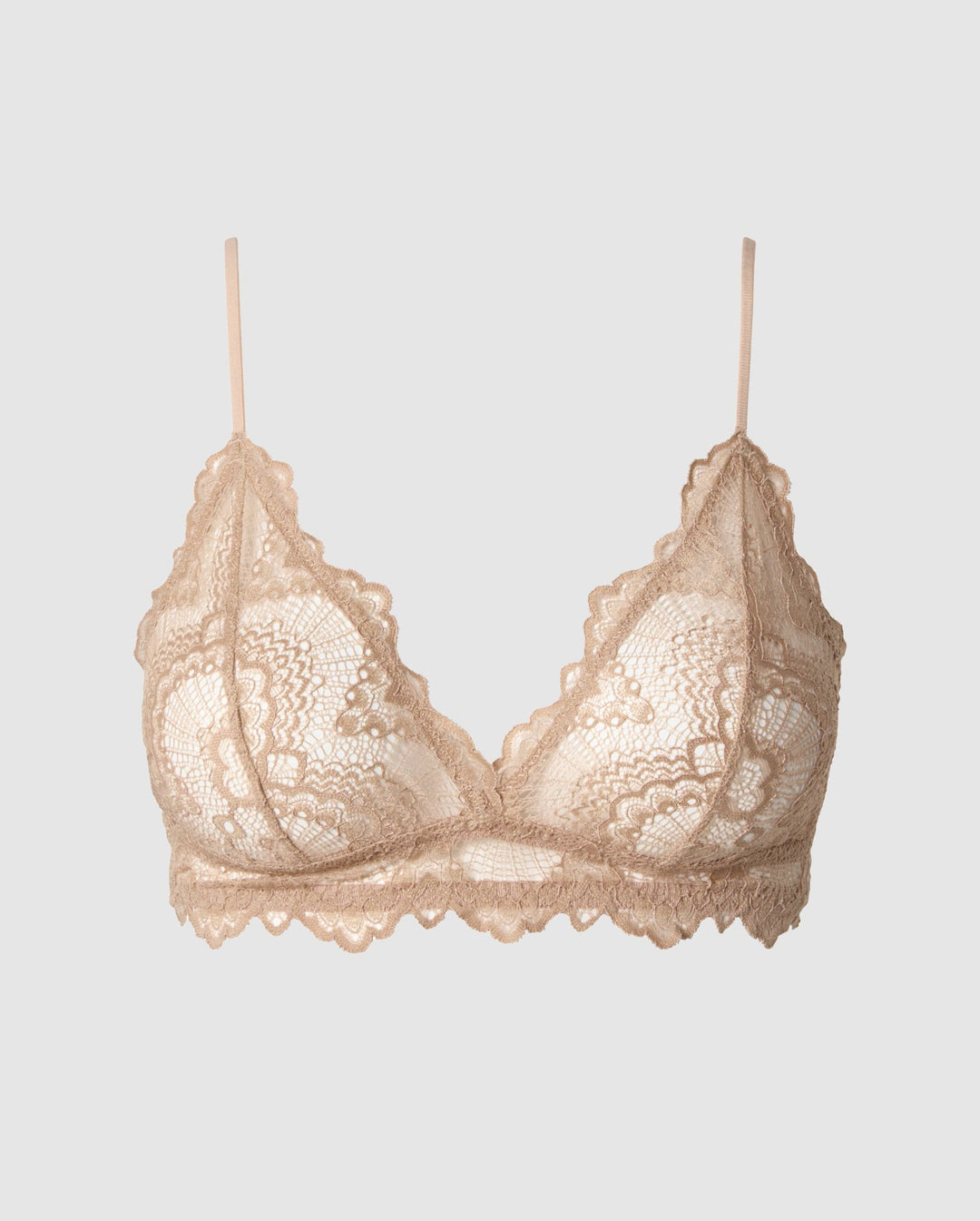 Lace Triangle Bralette Warm Nude