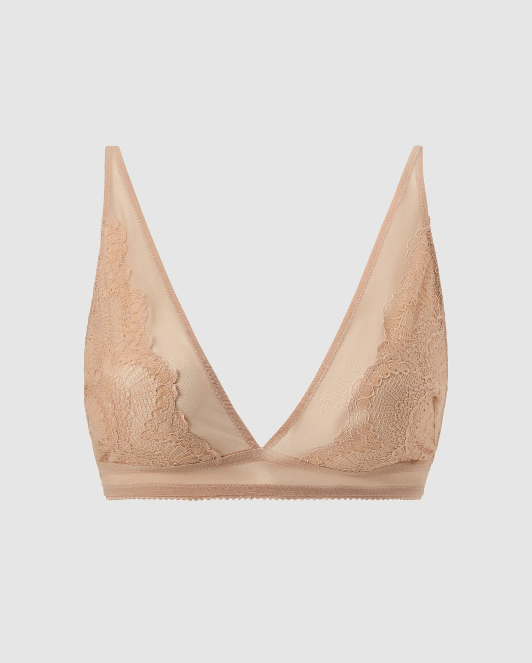 Lace Plunge Bralette Warm Nude