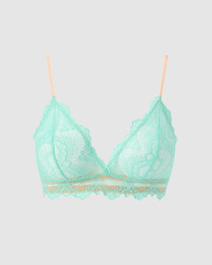 Lace Triangle Bralette Turquoise/Peach