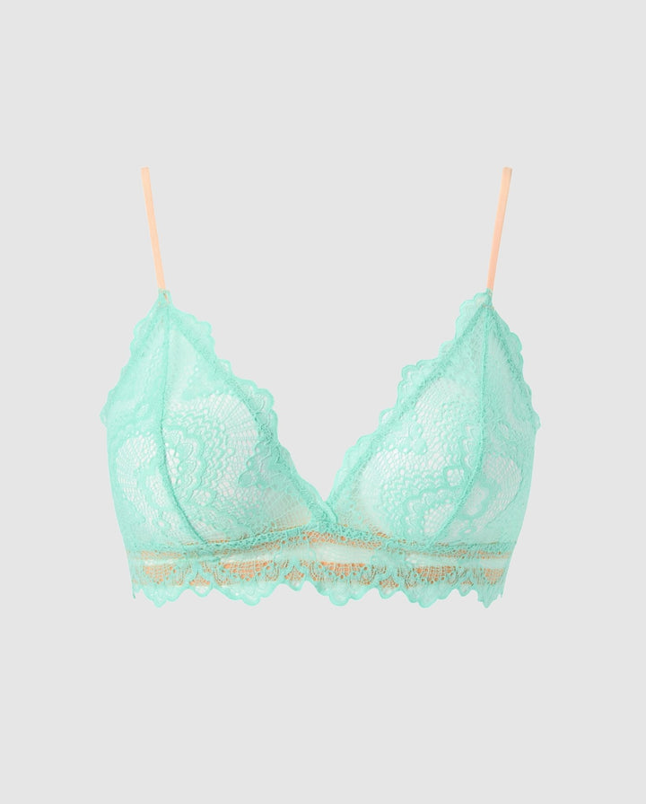 Lace Triangle Bralette Turquoise/Peach