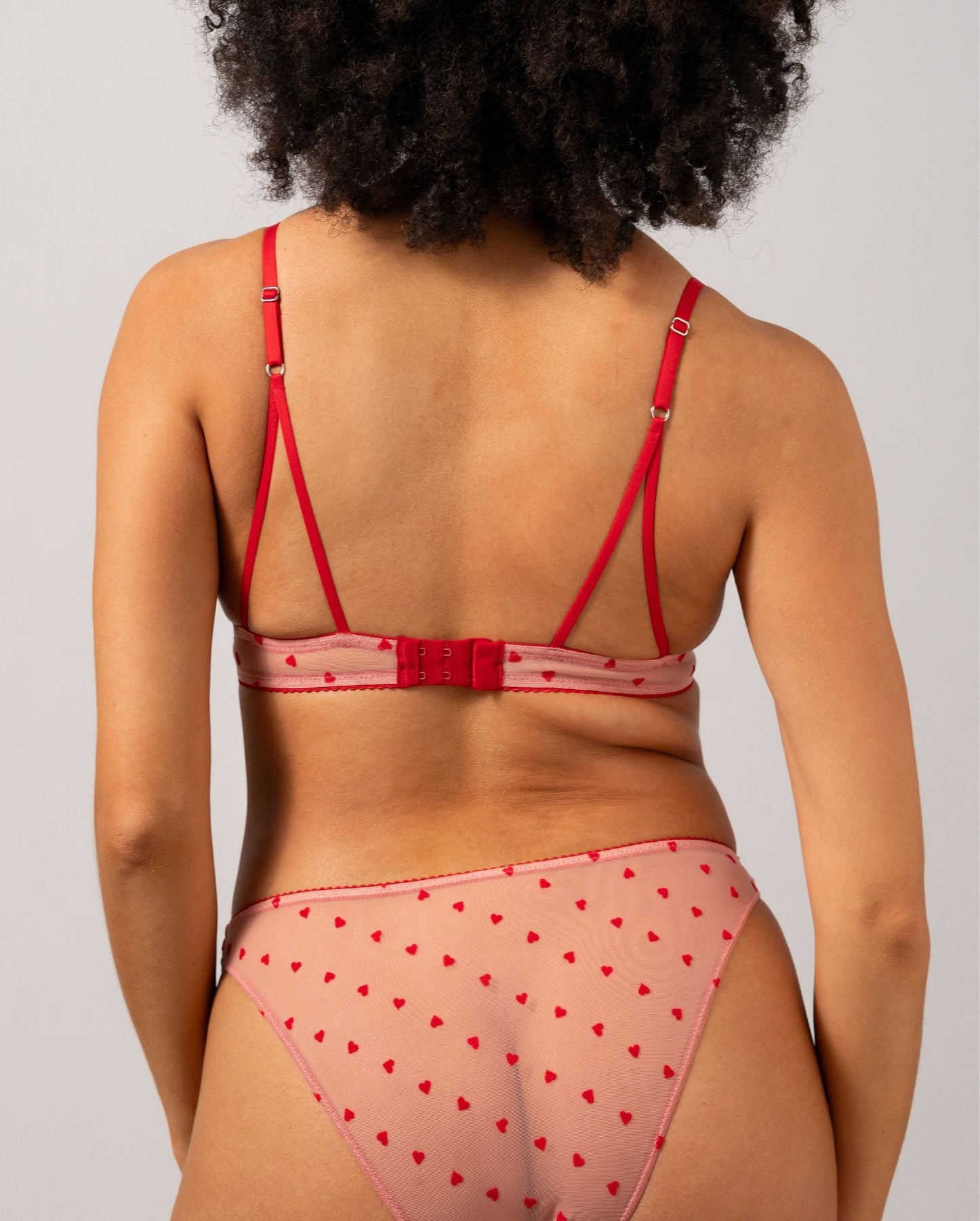 Mesh Triangle Bralette Pale Pink/Deep Red • Understatement Underwear