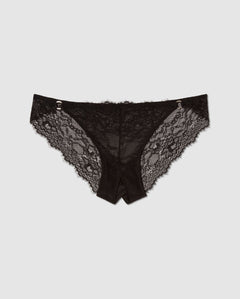 Lace Crotchless Tanga Briefs Black