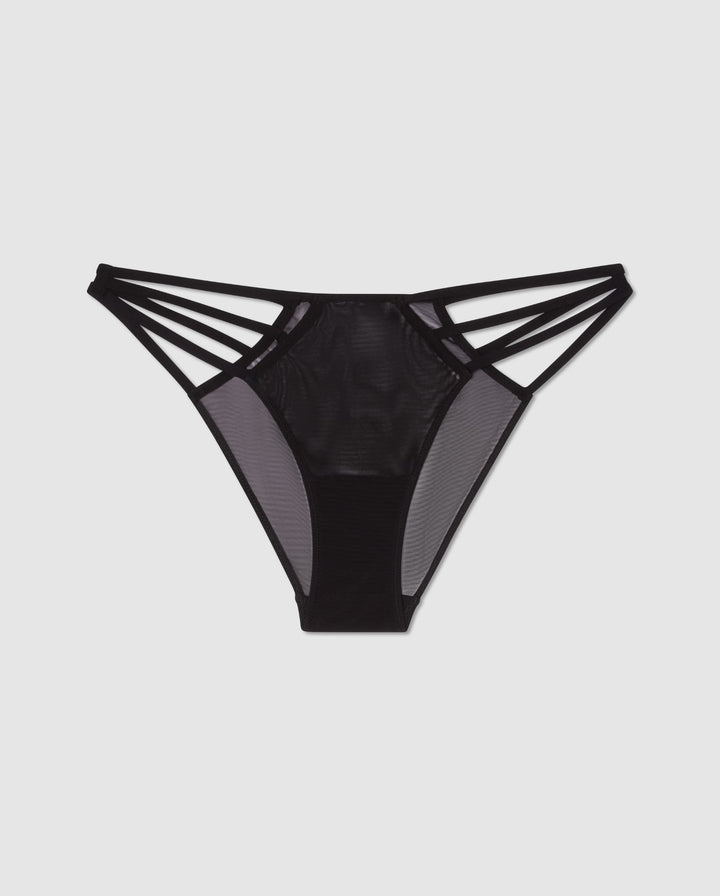 Mesh Strappy Bikini Briefs Black