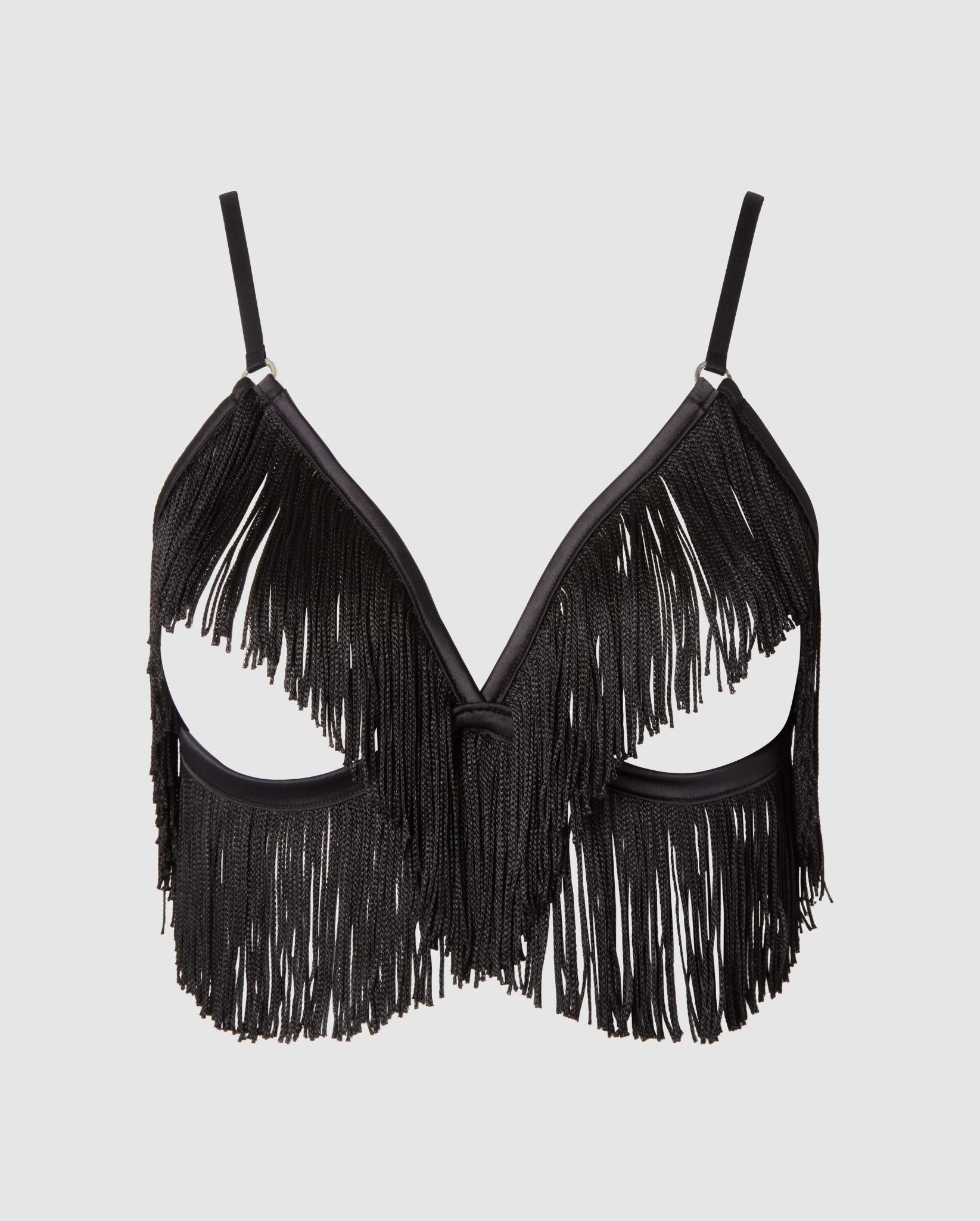 Fringe Triangle Bralette Black Understatement