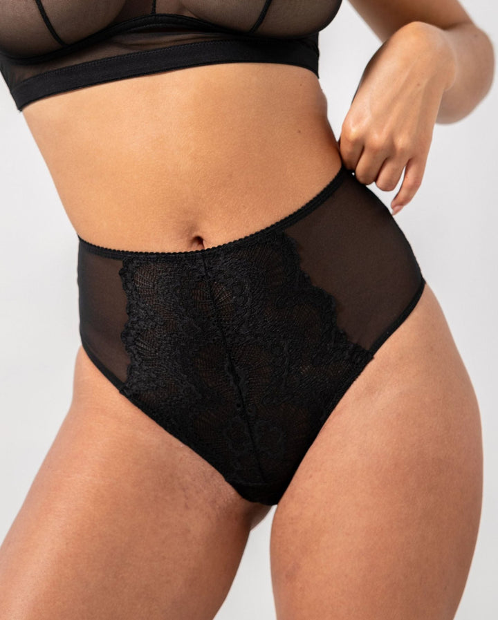 Lace Highwaist Briefs Black