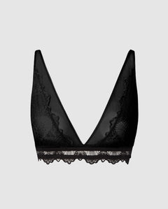 Lace Plunge Bralette Black