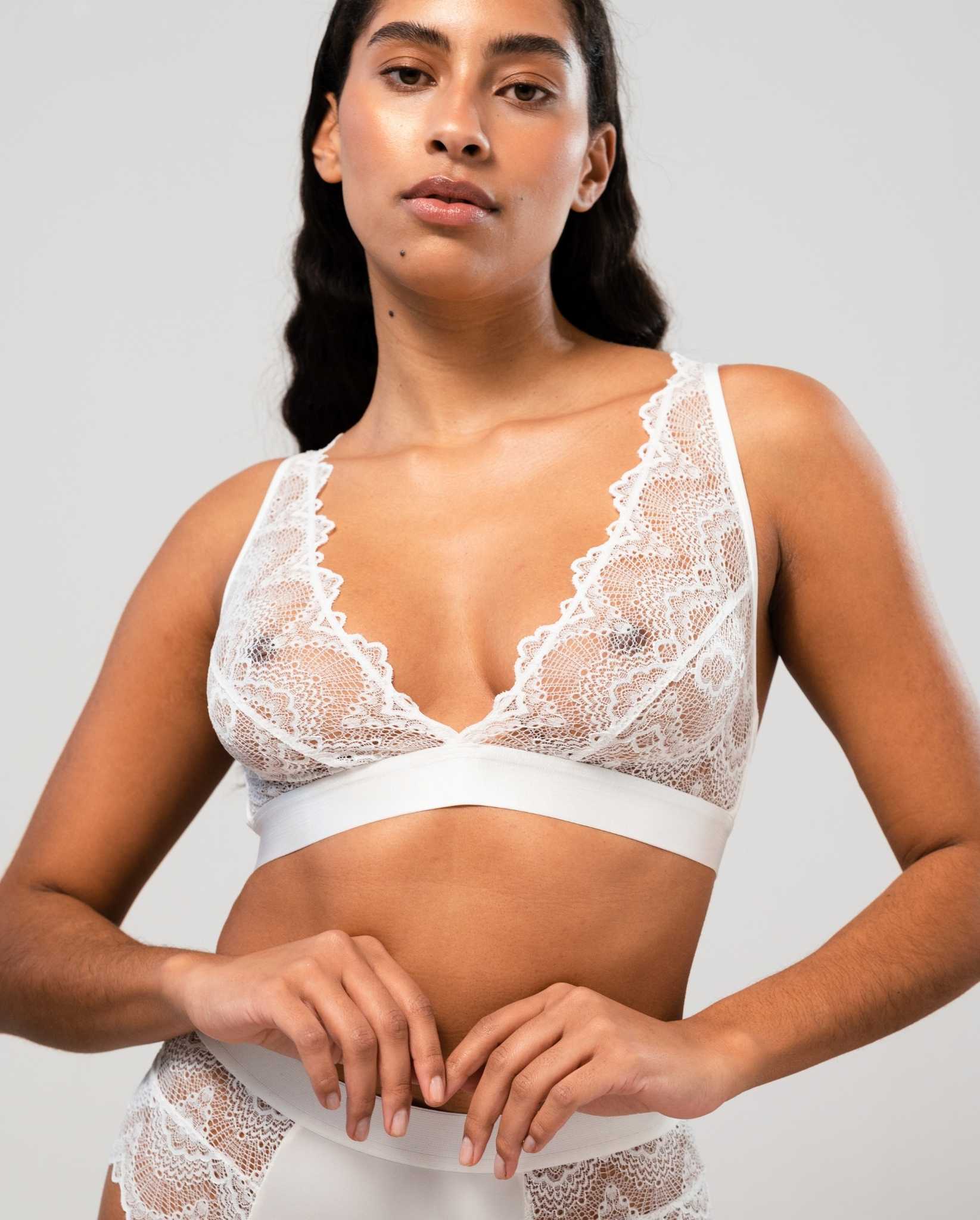 XS popular White Mesh Bralette and Panty Set