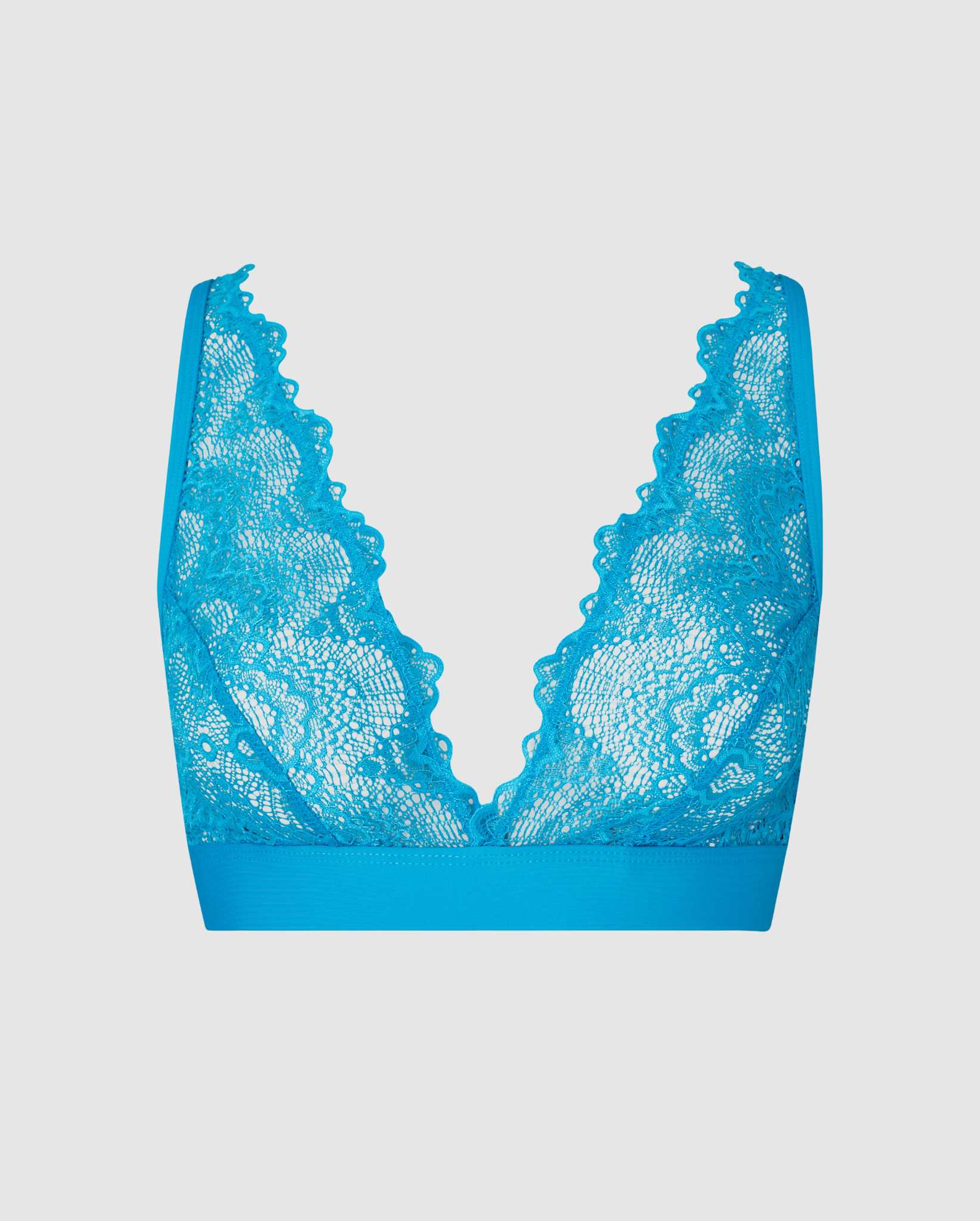 Lace Plunge Bralette Electric Blue Understatement Underwear