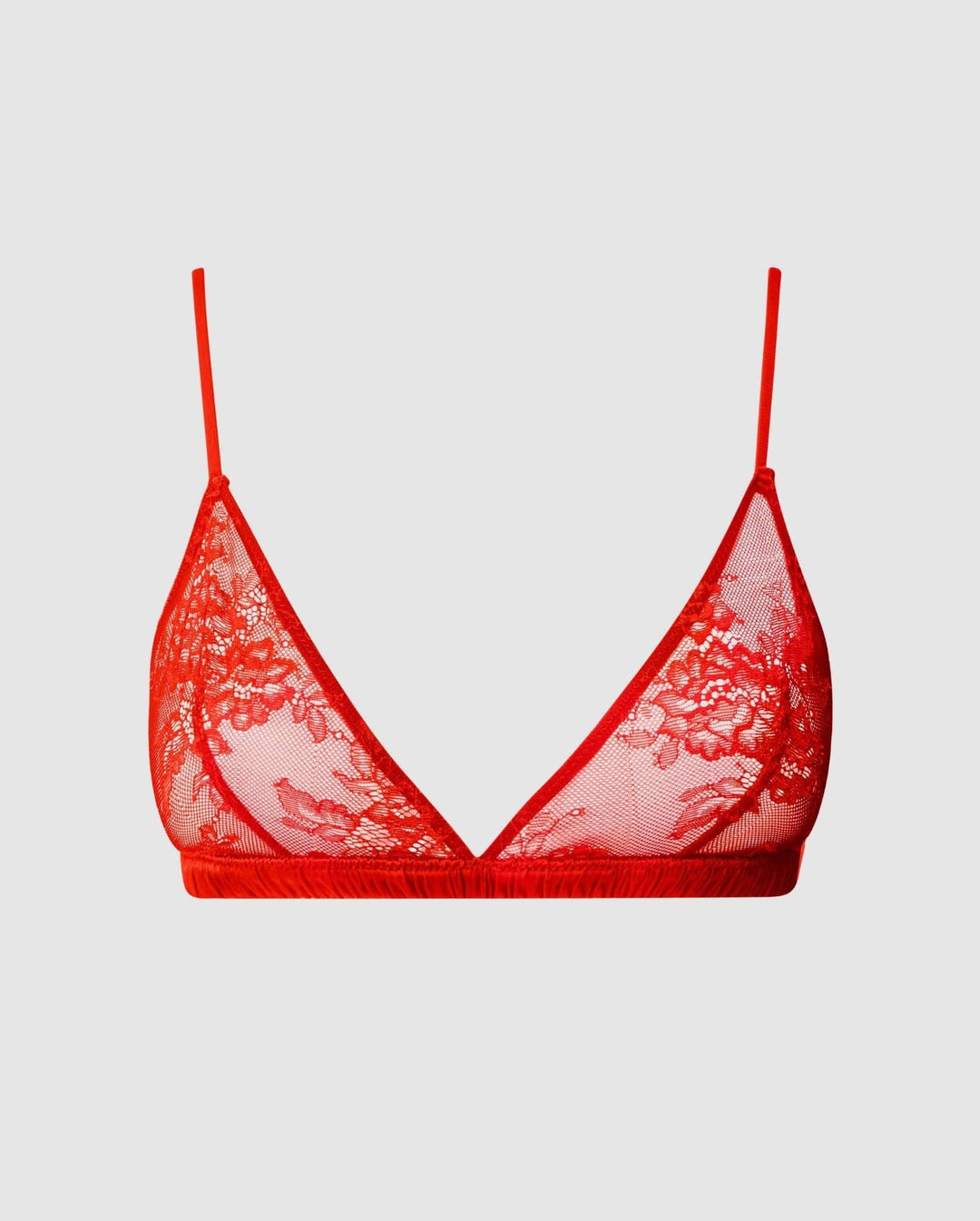 Red Lace Satin-look push-up Bra and panty set Size. 70B France