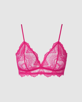 Topshop Eloise lace triangle bra in burgundy and pink