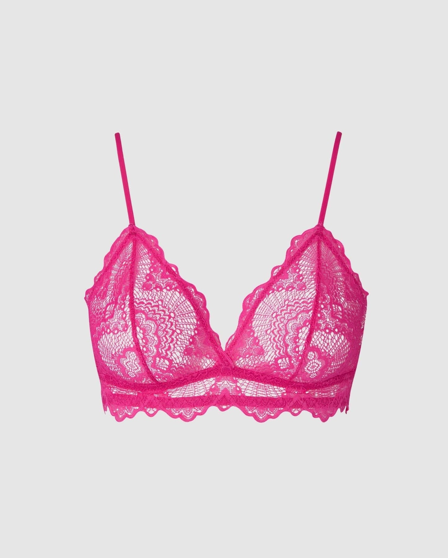 Entyinea Womens Bras Seamless Rib Triangle Bralette Hot Pink 38/85