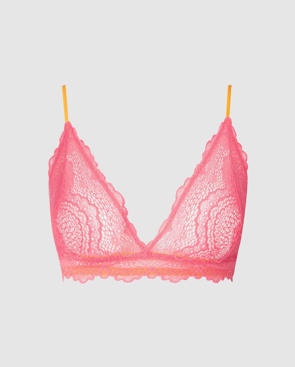Mesh Triangle Bralette Pale Pink/Deep Red • Understatement Underwear