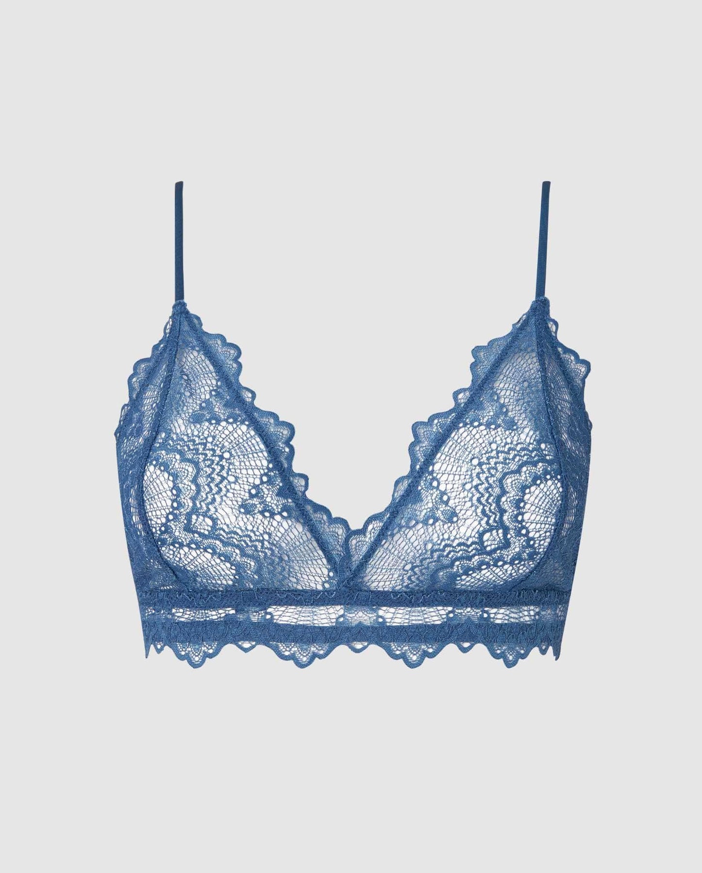 lace triangle bra with elasticated underband - electric blue - Undiz
