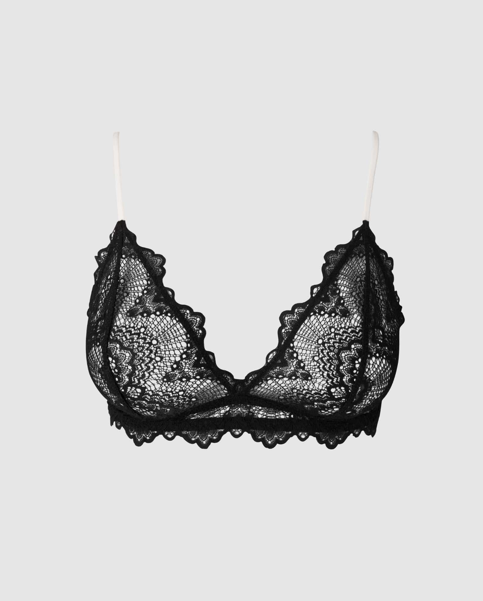 Black Noise Lace Triangle Bralette 001 • Understatement Underwear