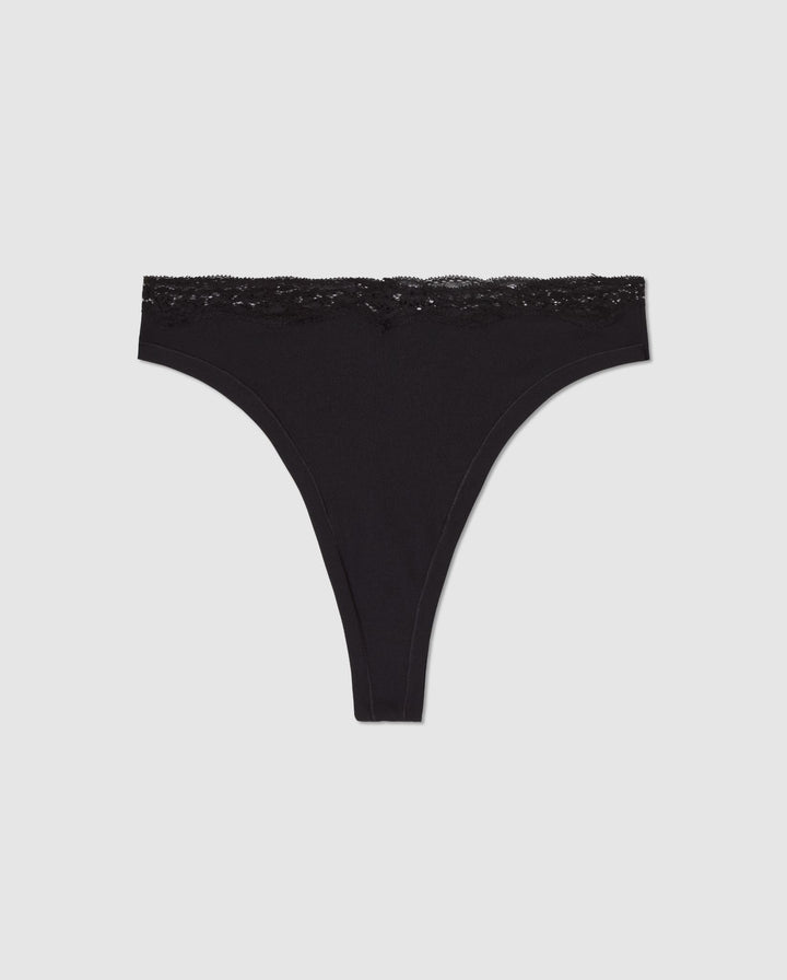 Micro Lace Thong Black