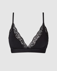 Micro Lace Triangle Bralette Black