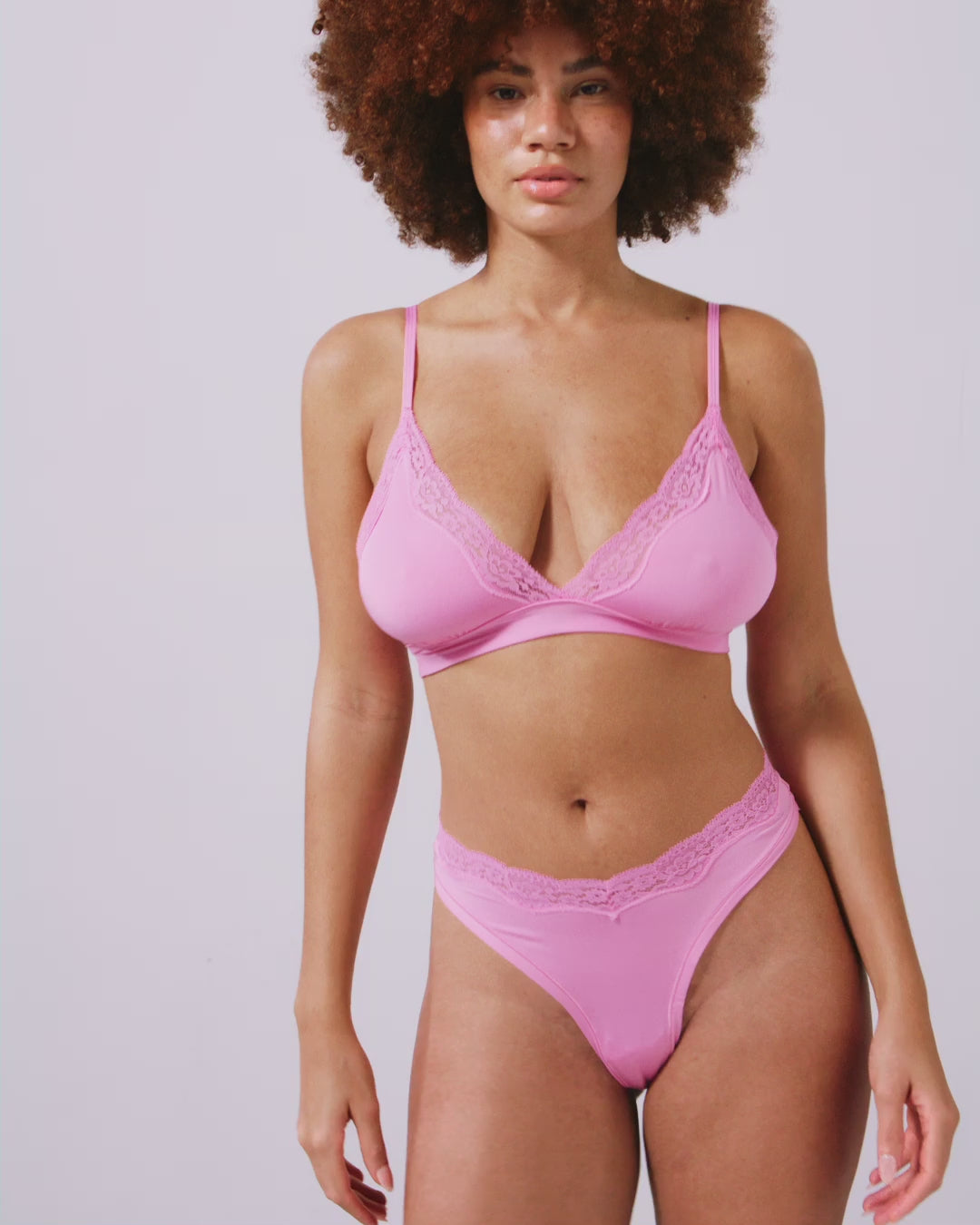 Micro Lace Triangle Bralette Candy Pink