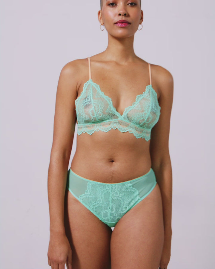 Lace Cheeky Turquoise/Peach