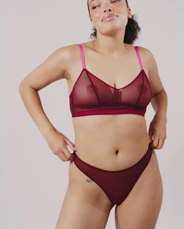 Mesh Thong Burgundy