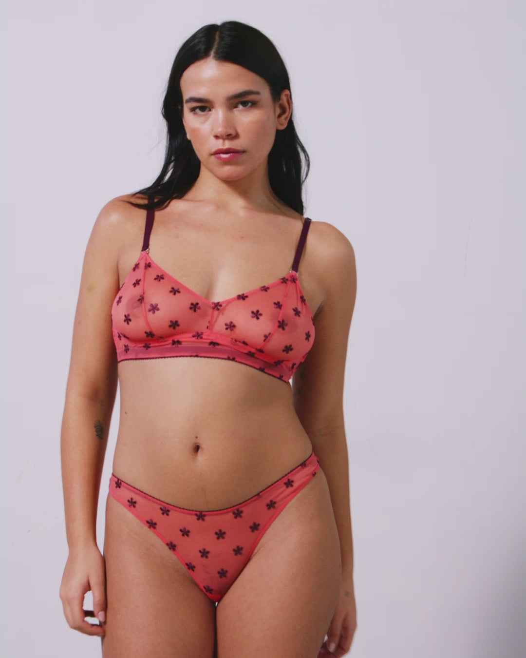 Mesh Bikini Briefs Coral/Cherry