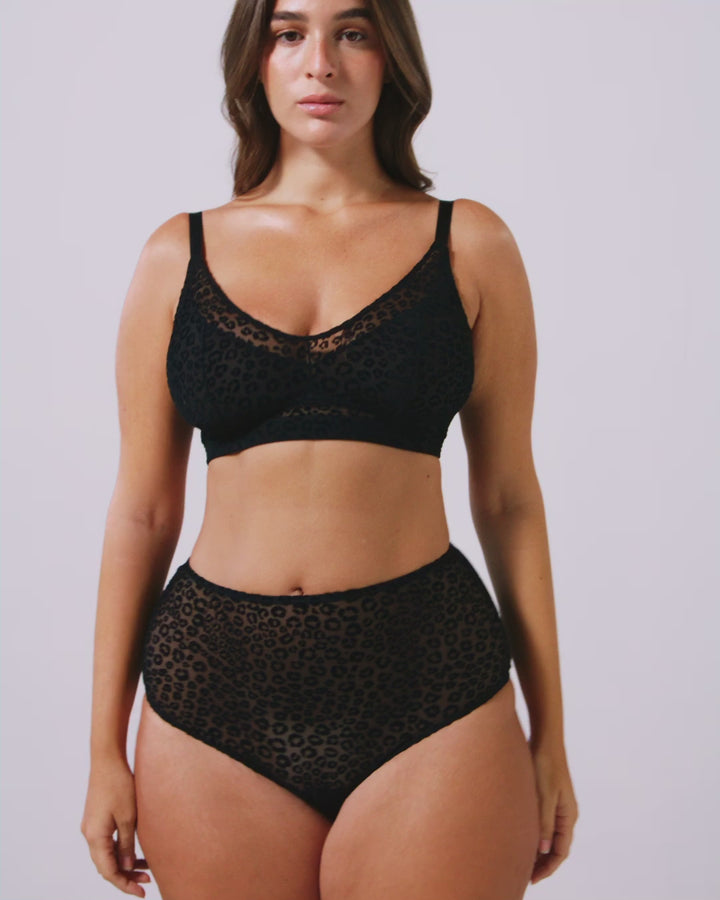 Mesh Support+ Bralette Black Leopard