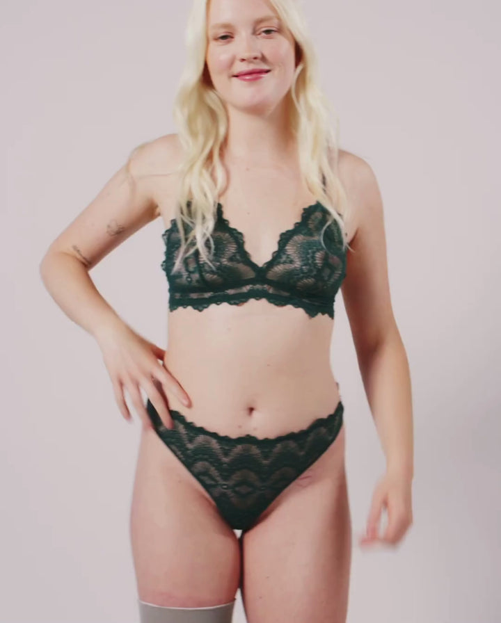 Lace Triangle Bralette Pine Green