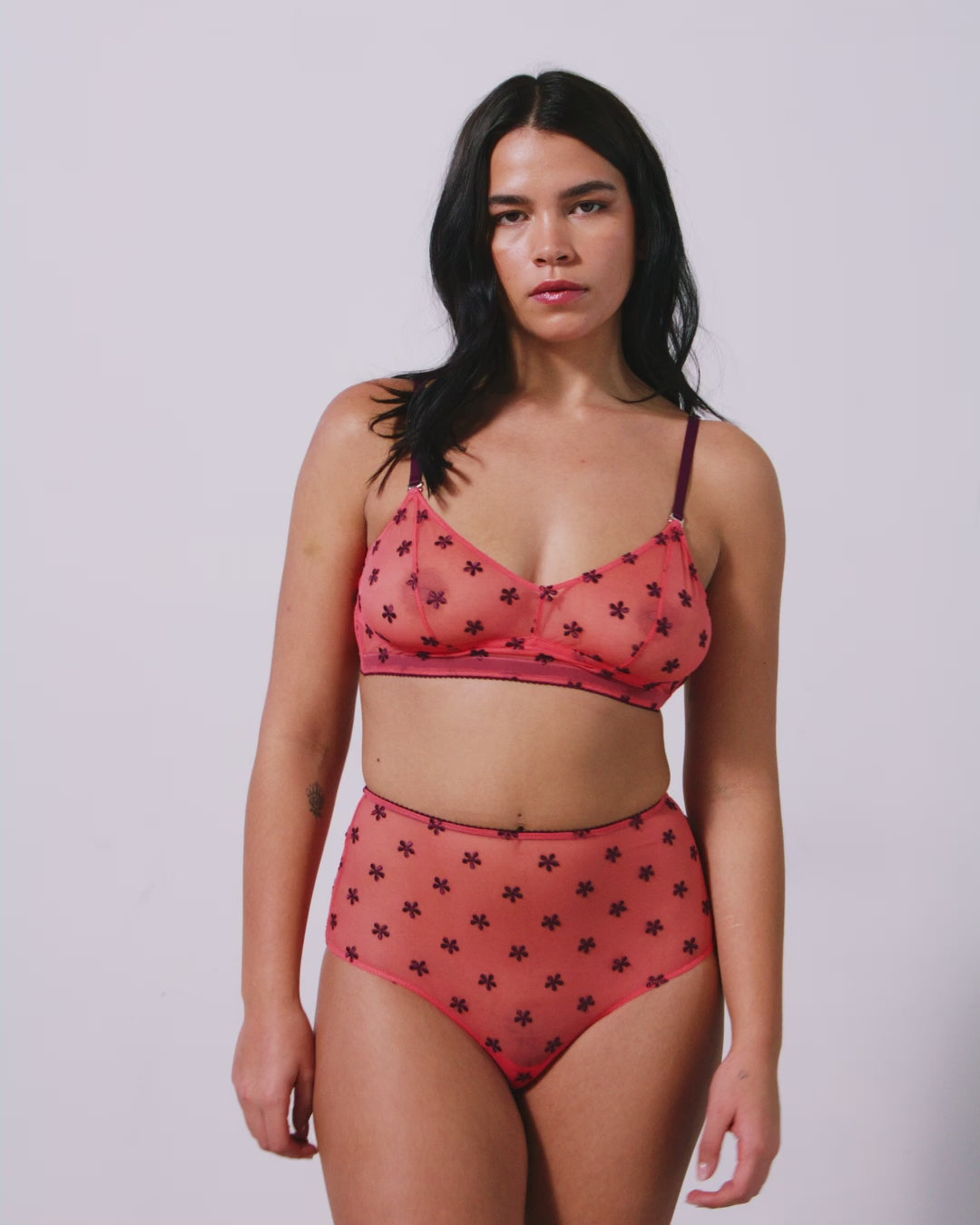 Mesh Highwaist Briefs Coral/Cherry