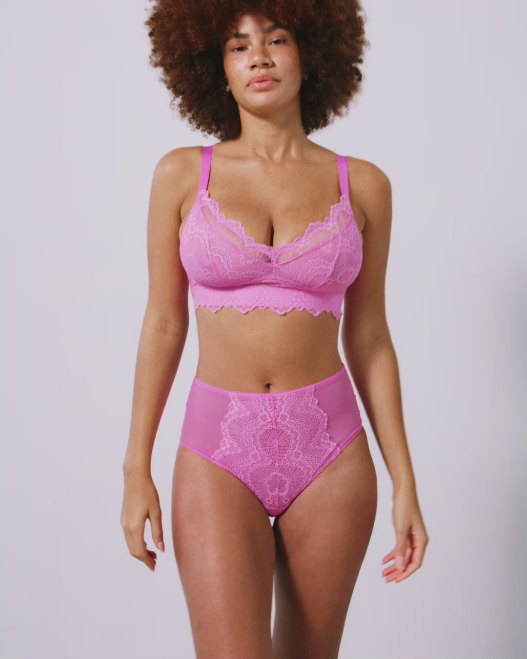 Lace Highwaist Briefs Candy Pink