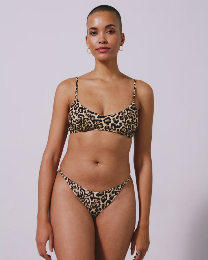 Strappy Scoop Bikini Top Leopard