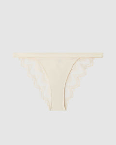 Satin Lace Bikini Tanga Cream