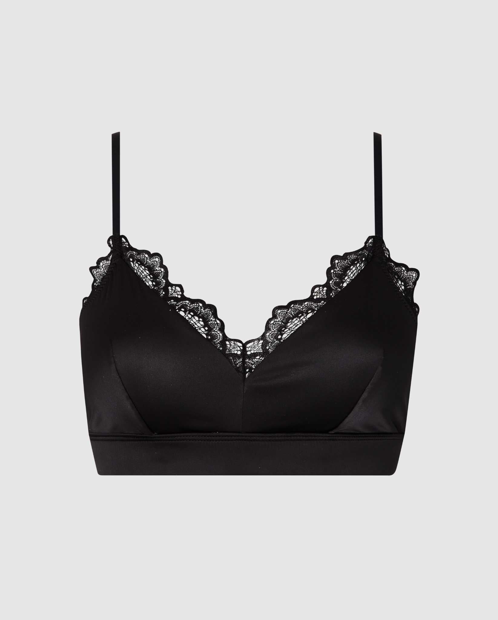 Black satin bralette top online